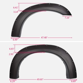 PIT66 Fender Flares, Compatible With 1999-2007 Ford F250 F350 Super Duty(ONLY Fit Styleside Models), Rugged Textured Black Pocket Riveted Style Wheel Flares Set, 4 Pcs