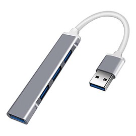 JacobsParts UH3-P USB 3.0 4 Port Hub Splitter Slim & Sleek Aluminum for PC Mac Laptop Desktop (Gray)
