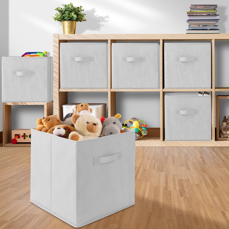Casafield Set of 6 Collapsible Fabric Cube Storage Bins, White