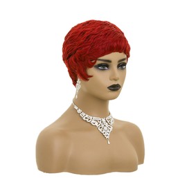 BOBCOO Pixie Cut Wig Short Cut Wig for Black Women Red Pixie Wigs for Black Women Natural Synthetic Short Wigs for Black Women Red Pixie Cut Wig Short Pixie Wigs Women