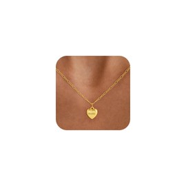 Fezodo Mama Necklace for Women, 18K Gold Plated Heart Pendant Dainty Mom Necklace Non Tarnish Jewelry for Mama, Mothers Gifts for New Mom, First Time Mommy