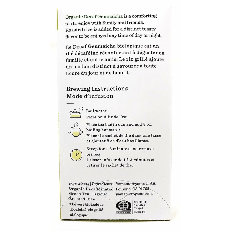 Yamamotoyama Japanese Organic DECAF GENMAICHA Green Tea with Roasted Rice