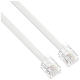 ELPA TEW-T050 Telephone Cord, Telephone Fax, 6 Poles, 2/4 Cores, 5 Meters, White, Modular Plug