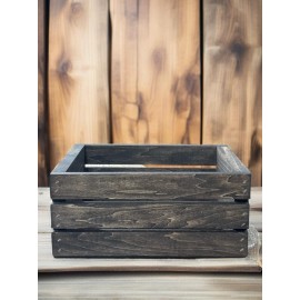 Darla's Studio 66 Wooden Crate | Small Vintage Stained Storage Box | Rustic Home Decor & Organizer