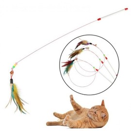 Wire Feather Bell Pet Toy Rod AC Cat Wire Feather GD09160 100ea