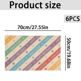 Tabanzhe 6 Sheets Birthday Gift Wrapping Paper,6 Designs Recyclable Present Wrapping Kraft Paper Set,Retro Happy Birthday Wrap Paper Sheets for Men Women Girl Boy Parties Baby Showers Christmas