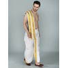 Snow-White Cotton Dhoti and Veshti Ready To Wear Set with
