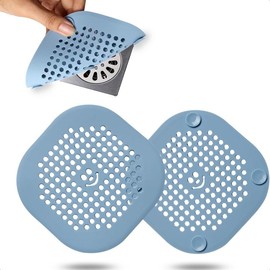2 Pack Drain Cover Hair Catcher Drain Plug Hair Stopper Drain Protector for Shower Bathroom Accessories Bathtub Deep Grey - Color: 2packs-lakeblue