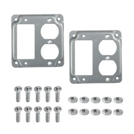 4 Inch Square Electrical Box Cover,1 GFCI and 1 Duplex Receptacle Electrical Box Cover,for 4 x 4 Inch Metal Receptacle Electrical Outlet Covers 2 Pcs.