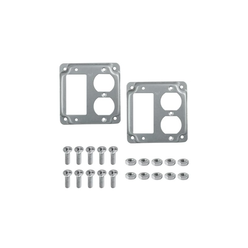4 Inch Square Electrical Box Cover,1 GFCI and 1 Duplex