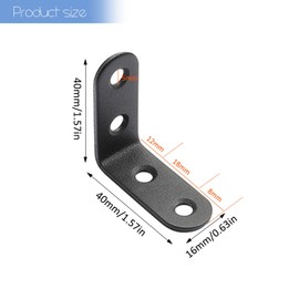 Small Brackets, 10Pcs Stainless Steel Right Angle Bracket, 40x40mm Small Shelf Brackets Angle Iron, Security Corner Brace, Wall Bracket for Wood Shelf Furniture Desk Y3LXZJ (Black 40x40mm)