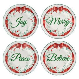 Pfaltzgraff Winterberry Red Ribbon Salad Plates, Set Of 4