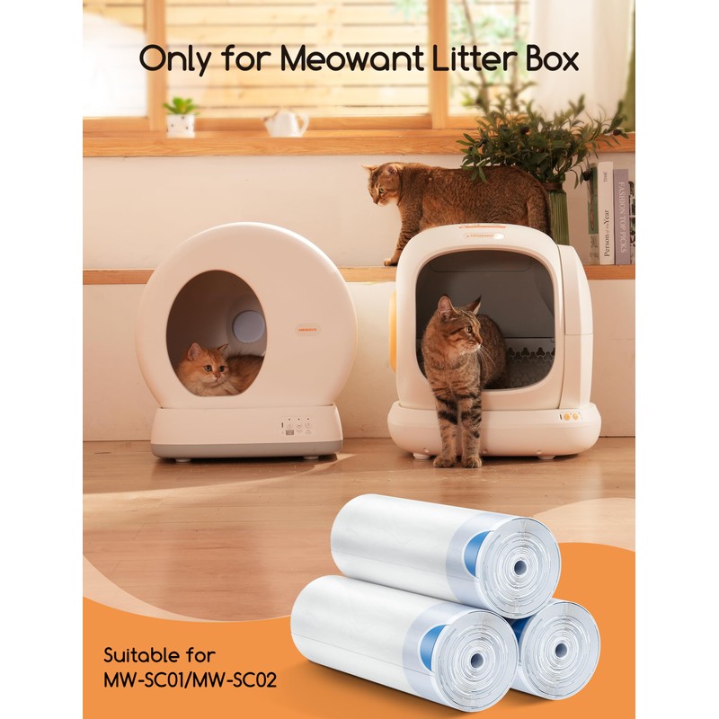 MeoWant Cat Litter Box Liner - 60PCS Heavy Duty Drawstring