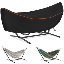 CATOTEL Patio Hammock Cover, Waterproof Hammock Beds Cover Protective Chair Dustproof Cover for Outdoor Garden Hammocks Stand 150" L X 59" W X 31" H, Black