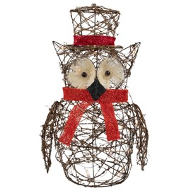 Northlight Lighted Glitter Rattan Owl Christmas Yard Art Decoration, 21"