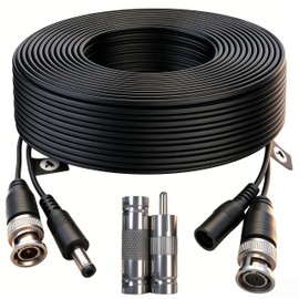LETONDA 1 Pack 16.4ft (5M) 4K Ultra HD BNC Video Cable Wire, Security Camera Extension Cable, All-in-One Siamese CCTV Power Cable for DVR System, Includes 2 BNC Connectors