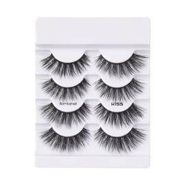 KISS Triple Push-Up, False Eyelashes, 'Bombshell', 14mm, Includes 4 Pairs Of Lashes, Easy to Apply, Reusable Lash Clusters