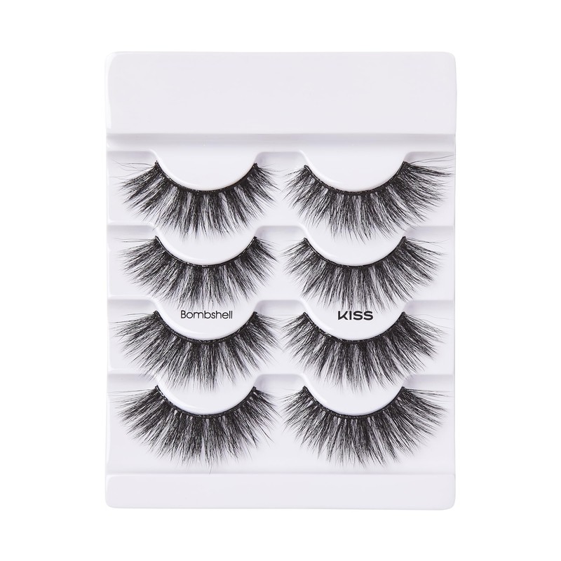 KISS Triple Push-Up, False Eyelashes, 'Bombshell', 14mm, Includes 4 Pairs