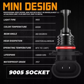 AUIMSOCO 9005+9006 Combo LED Headlight High&Low Beam 6500K Super Bright White 4 Bulbs Kit