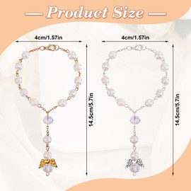 QMLING 2 Stück Schutzengel Auto Deko, Rosenkranz Auto, Rückspiegel Anhänger, Autospiegel Anhänger Glücksbringer, Schutzengel Geschenk (Weiß und Gold)