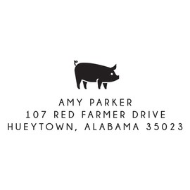 Pig Return Address Stamp, Farmhouse Return Address Labels, 1 x 2.5 inches