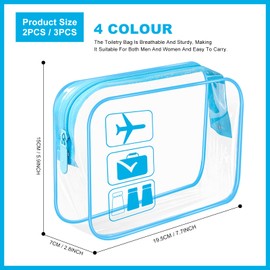 Transparent Cosmetic Bag, Waterproof Transparent Bag, Large Capacity, Travel Cosmetic Bag, 20 x 14 cm, Transparent Toiletry Bag, Suitable for Travel Business, Tripdaily, blue