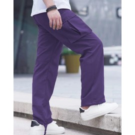 Men's Casual Cargo Pants Hiking Pants Workout Joggers Sweatpants for Men,Purple,S