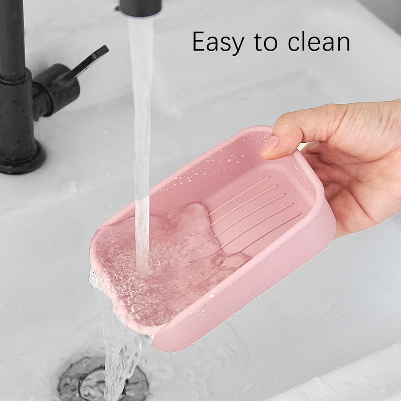 Silicone Enhanced Leakproof Travel Soap Case, Solid Shampoo Bar Holder,Large