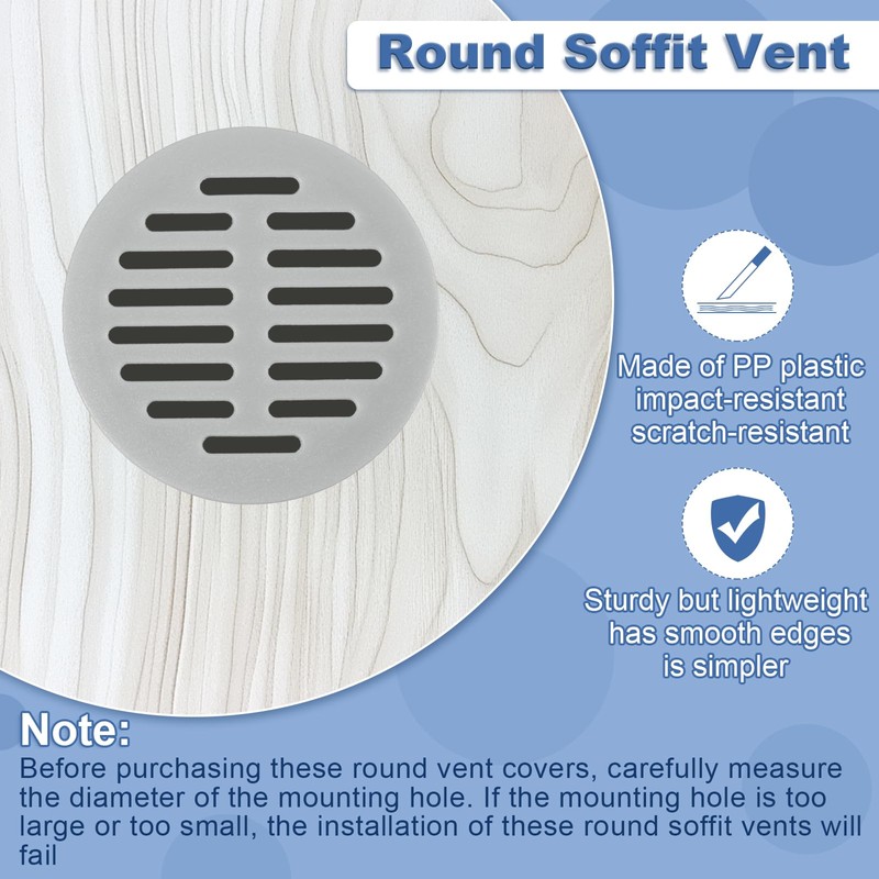 uxcell Round Soffit Vents 1 inch, 32Pcs Light Grey Plastic