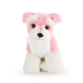DEMDACO 5004810097 Animalcraft Schnauzer perro rosa y blanco 8.5 x 8 pulgadas de poliéster suave peluche de peluche