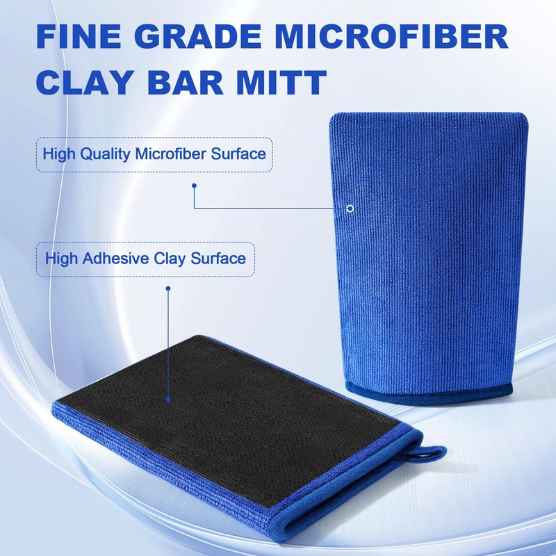 TOLDATLI Clay Mitt Auto Detailing 2 Pack, Fine Grade Microfiber