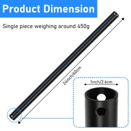 24 Inch Ceiling Fan Downrod, 2 FT Black Downrod for Ceiling Fan, 1 inch Outside Diameter, Ceiling Fan Extension Downrod, Ceiling Fan Boom Suitable for a Wide Range of Fans (Black, Not Threaded)