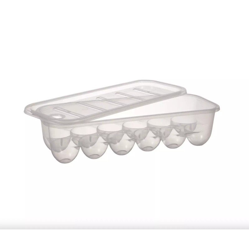 Essentials™ Rectangular Plastic Egg Storage Container with Lid Hold 12Eggs