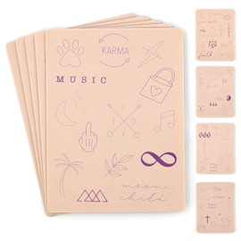 Pre-Printed Tattoo Practice Skins - 5 Pack | Pre Printed Designs | Fine-Line Set | Premium 3mm Thick | Fake Skin