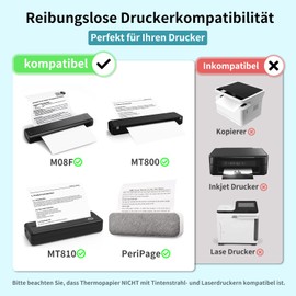 Thermal Paper A4 for Portable Printer M08F-A4, Compatible with Brother PJ762/PJ763MFi, Phomemo M08F, HPRT MT800/MT800Q, Fast Drying Thermal Paper M08F Printer Paper, 210 x 297 mm, 100 Sheets