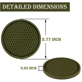 SINGARO Car Cup Coaster, 4PCS Universal Non-Slip Cup Holders Embedded in Ornaments Coaster, Car Interior Accessories, Olive Green