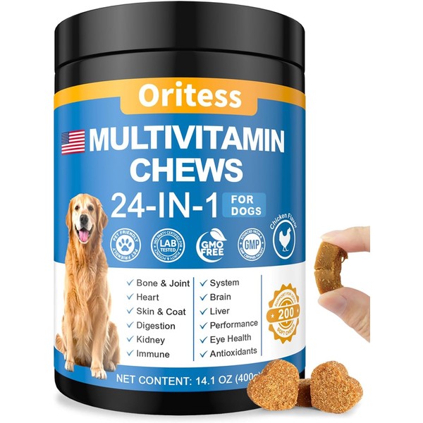 Dog Vitamins & Supplements – 24-in-1 Multivitamin Chews with Glucosamine,