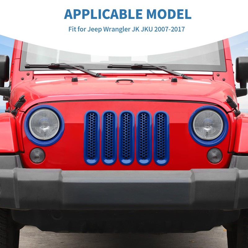 PDKLIN for Jeep JK Front Grille Inserts & Headlight Cover