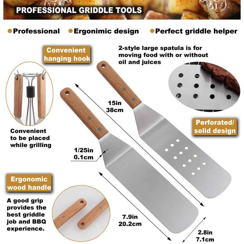 ROMANTICIST 8pcs Professional Griddle Accessories Kit - Heavy Duty Stainless