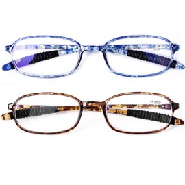 AQWANO 2 Pack Blue Light Blocking Computer Reading Glasses UV Protection Flexible TR90 Frame Lightweight Readers Glasses for Women Men +3.0