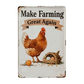 Funny Chicken Coop Signs and Accessories, Make Farming Great Again, Patriotic Farmhouse Metal Wall Art for Coop Farm Stand Chicken Farm Fresh Butt Nuggets Sign 8×12 Inch (white chicken coop)