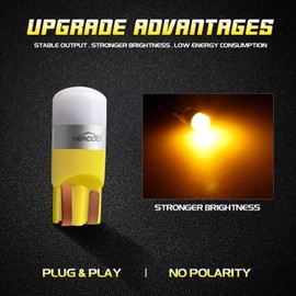 HERCOO Dually Bed - Luces de posición lateral para guardabarros, lámpara de correr T10 1-3030-SMD ámbar bombillas LED compatibles con Ford F150 F250 F350 F450 F550, paquete de 2