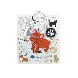 MMIUAEG Cute Puppy Dog Keychain Golden Retriever Key Charm Keychain Pet Lover Keyring Gift (Bulldog-Brown)