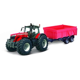 Bburago FENDT 1000 VARIO TRACTOR with COMBINATION TRAILER – 10CM – Incredibly Detailed Die-Cast Replica Collectible Model Vehicle
