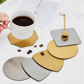 4pcs Sliver Round Stainless Steel Coasters 10cm Heat Insulation Metal Cup Mats Drinking Coaster For Cafe,Bar