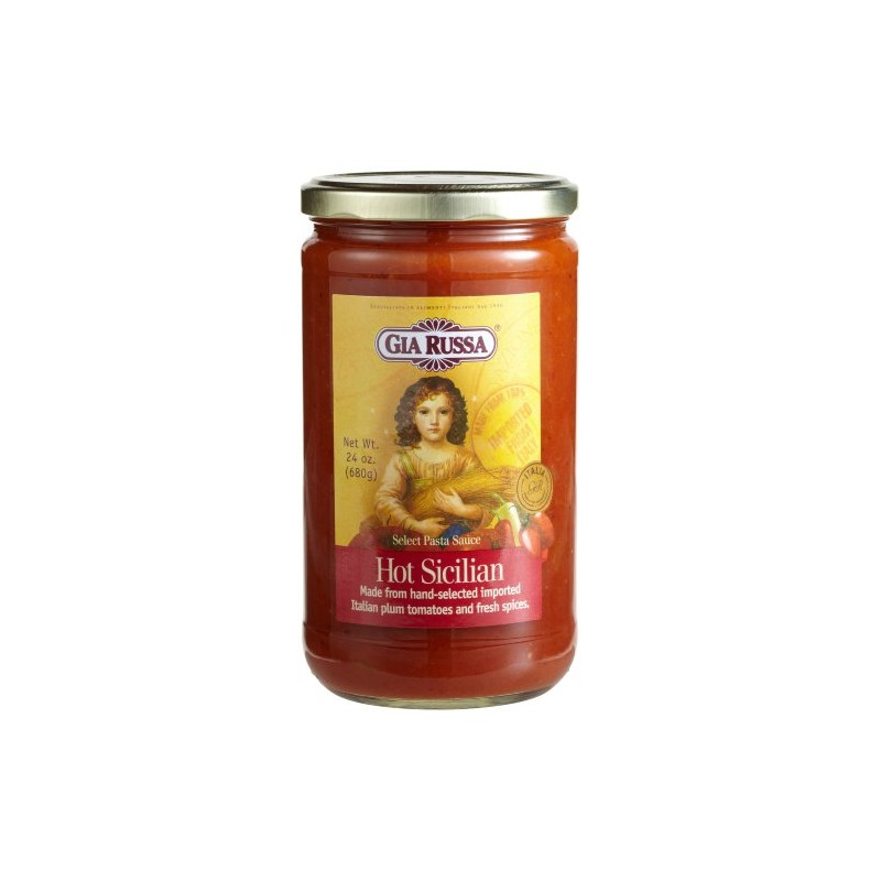 Gia Russa Hot Sicilian Pasta Sauce, 24-Ounce Glass Jars (Pack
