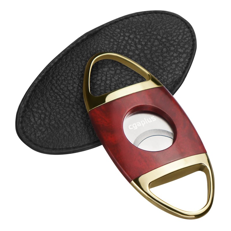 Cigar Cutter Stainless Steel Double Blade Guillotine with Leather Pouch