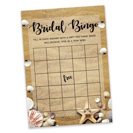 Inkdotpot 50 Beach Bingo Game Cards For Bridal Wedding Shower Bachelorette Party Bulk Blank Square Fill In Gift Ideas