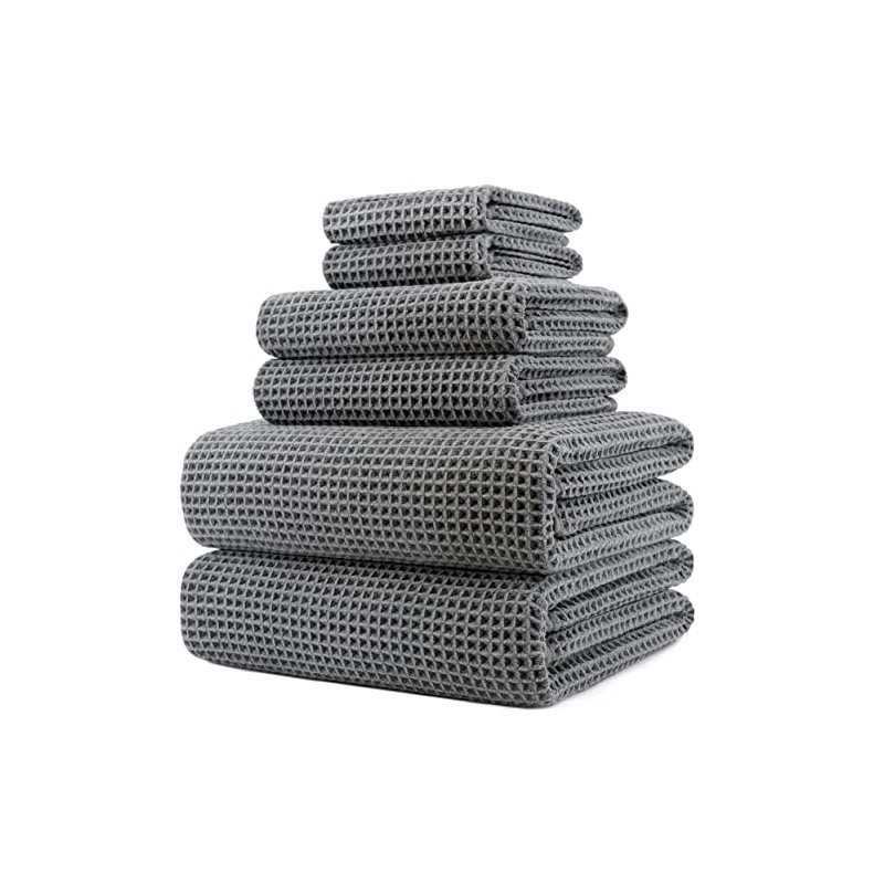 Polyte Set de 6 Toallas de Baño Microfibra Waffle Secado