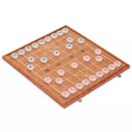 Yellow Mountain Imports Chinese Chess (Xiangqi) Set with Folding Rosewood Veneer Board (16.3")